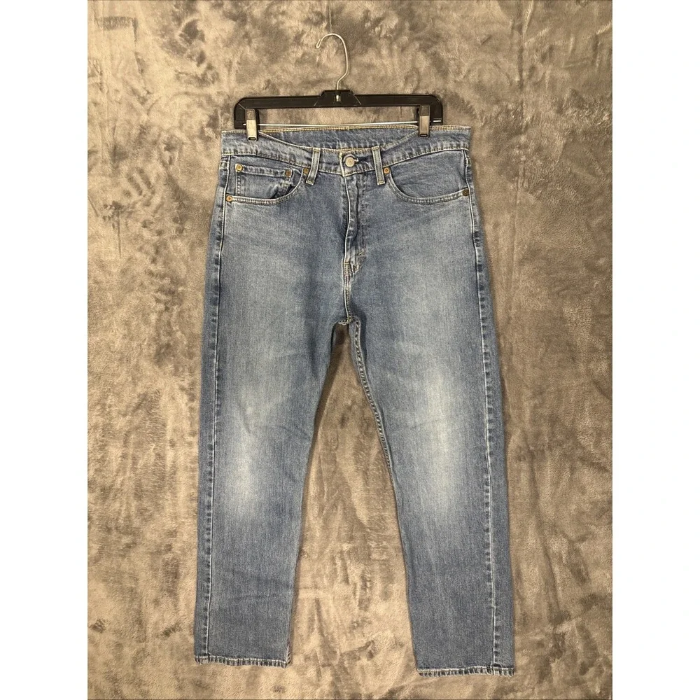 Levis 505 Regular Fit Mens Jeans 34x30 Blue Denim Straight Leg Medium Wash